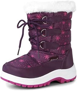 Apakowa Kids Girls Insulated Fur Winter Warm Snow Boots (Toddler/Little Kid) (Color : Purple, Size : 5 M US Toddler)