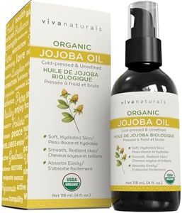 Viva Naturals Jojoba Oil Organic Cold-Pressed Nail Oil, Face Oil, Facial Oil, Face Oils for Women, Jojoba Oil Hair - Pure & Natural Moisturiser for Skin & Hair - 4 fl. Oz
