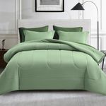 Maple&Stone Queen Size Comforter Set 7 Pieces Bed in a Bag - Down Alternative Bed Set with Sheets, Pillowcases & Shams, Soft Reversible Duvet Insert, Sage Green