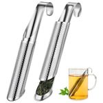 Vicloon Tea Strainer, 2 Pcs Stainless Steel Herb Infuser Tea Infuser Steeper Strainer, Pipe Tea Steeper Strainers for Loose Tea Leaf, Herbs or Spice, for Single Cup Brewer, Mugs