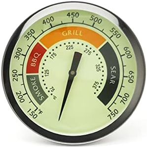 3 1/8” Accurate Luminous BBQ Thermometer Gauge for Oklahoma Joe’s Smokers 3695528R06 & Most Charcoal Pellet Wood Pit Smoker Grills, 1/2 NPT Male Thread Temperature Gauge Replacement, Grill Thermostat