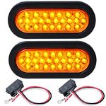 Astra Depot 2X 6" Oval Oblong 24-LED Amber Turn Signal Light Grommet Plug Cargo Semi Trailer Container Tractor Truck Bus Lorries 12V