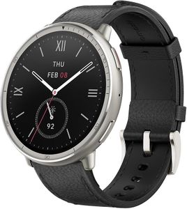 Amazfit Active 2 SmartWatch (Black), 44mm Sapphire Glass Smart Watch, GPS Maps with Direction, 10 Day Battery, 160+ Sport Modes, Water Resistant, for Android & iOS (Black Leather – Premium)