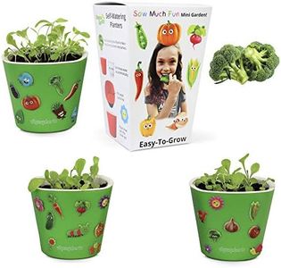 Window Garden Sow Much Fun Seed Starting, Vegetable Planting and Growing Kit for Kids, 3 Self Watering Planters, Soil, Seeds and Puffy Stickers. No Mess, Easy, Works Great! (Broccoli)