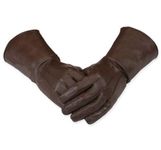 MEN'S MEDIEVAL RENAISSANCE COSTUME COSPLAY SWORDSMAN UNLINED LEATHER GLOVES GAUNTLETS (BROWN, LARGE)