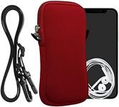 kwmobile Neoprene Phone Bag XL - 6.7/6.8" - 6.7 x 3.3 inches (17.2 x 8.4 cm) Universal Case Holder with Neck Strap and Zipper - Red