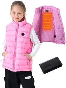 HEWINZE Girls' Puffer Heated Vest, Electric Heating Vest for Girls with 5V Battery Pack