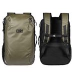 Travel Backpack | Flight Approved Carry On Laptop Backpack with Secret Passport Pockets | The Island Hopper by Cor Surf | Army Green, 28L