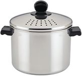 Farberware Classic Series Stainless Steel 8-Quart Covered Straining Stockpot with Lid, Stainless Steel Pot with Lid, Silver