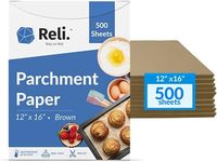 Reli. 500 Pcs Parchment Paper Sheets, Bulk | 12x16 in. | Brown Parchment Sheets / Baking Paper | Non-Stick, Pre-Cut Pan Liners | Brown | Parchment Paper Sheets for Baking, Air Fryer, Grilling