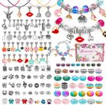 Bracelet Making Kit 130PCs Charm Bracelets Kit with Beads Jewelry Charms Bracelets for DIY Craft Jewelry for Teen Girls