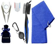 SHULOOK Golf Accessories, 3-Piece Golf Gifts, Golf Club Cleaner Brush with Protective Shell and Golf Towel Kit, Divot Tool with Magnetic Double-Sided Golf Ball Marker (Blue)