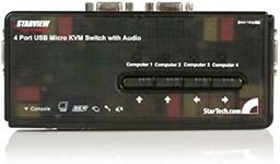 StarTech.com 4 Port Black USB KVM Switch Kit with Cables and Audio - desktop KVM Switch - VGA KVM Switch - USB KVM Switch 4 Port (SV411KUSB)