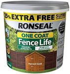 Ronseal RSLFLHGN4LAV One Coat Fence Life Harvest Gold New 4 Litre +25%