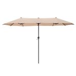 PHI VILLA 2x3.8m Garden Parasol Umbrella for Sun Protection Patio Outdoor Umbrella Waterproof with Crank,Beige