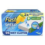 Flash Speedmop Wet Cloth Refills, Floor Cleaner Mop, Lemon Anti-Bac, 96 Wipes (24 x 4), Flash Speed Mop Refill Wipes, Household Wet & Dry Mops