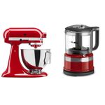 KitchenAid Ultra Power Plus Series 4.5-Quart Tilt-Head Stand Mixer, Empire Red, KSM96ER & KFC3516ER 3.5 Cup Mini Food Processor, Empire Red