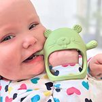 Infatot® Teething Toys for Baby - Baby Teether, New Infant Silicone Chipmunk Teether Mitten Baby Teething Glove Prevents Finger Sucking, Teethers for Babies, Teething Mitten for Babies - CM Olive