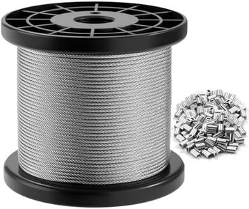 500FT 1/16 Wire Rope,304 Stainless Steel Cable with 180Pcs Crimping Sleeves,7x7 Strand, 368lbs Breaking Strength, for Garden Trellis, Clothesline, Railing,Trellis (Black, 500FT)