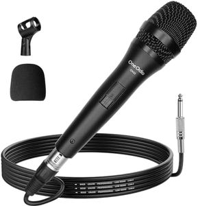 OneOdio ON55 Microfono Dinamico Cardioide con Cavo XLR da 5 m e Supporto per Clip, Microfono Vocale Portatile in Metallo con Interruttore On/Off per Registrazione, Canto Karaoke, Discorso (argento)