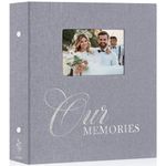 Lanpn Photo Albums 4x6 1000 Pockets Slip in, OURMEMORIES Extra Big Large Capacity Linen Hardcover Window Photo Book Photobook Holds 1000 horizontal Vertical Photos (Grey)