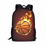 UOIMAG Fire Basketball Backpack for Boys Girls School Rucksack with Side Water Bottle Pocket Children Daypack