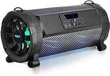 Pyle Wireless Portable Bluetooth Boombox Speaker - 500W 2.1Ch Rechargeable Boom Box Speaker Portable Barrel Loud Stereo System with Flashing LED, Digital LCD Display, AUX, USB - Pyle PBMSPG180