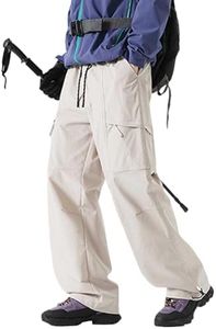 Bacrelax Cargo Pants for Men Baggy Straight Leg Parachute Pants Drawstring Y2K Waterproof Outdoor Hiking Joggers with Pockets Beige