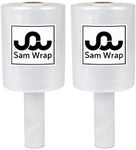 Sam Wrap (R) Stretch Wrap 5" x 1000' Roll With Handle, 80 Gauge Extra Thick Durable Self-Adhering Plastic Wrap for Moving, Packing Wrap Industrial Strength, Clear Plastic Pallet Shrink (2 Pack)