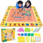 Water Doodle Mat, 40x32 Inches, Learn Alphabet and Phonics with Animals, Educational and Interactive, Learning for Kids, Drawing Painting Magic Pens, Toy Gift for Toddlers, Kids 3 4 5 6 7 Years Old