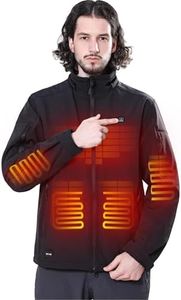DEWBU Men's Heated Jacket with 12V Battery Work Coat, Black, XL | Detachable Hood, Electric Fast Heating, 5 Heating Zones, Soft Shell and Waterproof, Machine Wash, Winter Outdoor Travel Warm