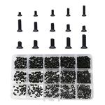 Micro Assorted Screw Bolts M2 M2.5 M3, 600 Pcs Tiny Bolts Flat Head Self Tapping Set,Mini Round Head Black Machine Screw With Screwdriver For Repair Electronics,Notebook,Computer, Mouse, Keyboard,Toys