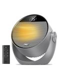 Dreo 10.5ft/s Fan Heater for Bedroom, 7 Modes Portable Electric Heaters with Thermostat & Remote, 60° Adjustable Tilt, 12H Timer, 8 Safety Protections,Quiet Desk Space Heater for Office & Room, Grey