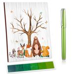 Unittype Woodland Fingerprints Tree Bear Balloons Guest Book Baby Shower Guest Book with Ink Pad Wooden Plaque Alternative Guestbook with Ballpoint Pen Bears Sign in Guest Book Gift (Rustic Style)