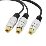 SinLoon RCA Video Audio Y-Splitter Cable,Premium Aluminium Alloy Single 1-RCA Female to Dual 2 RCA Female Digital Coaxial Splitter Gold Plated Adapter Audio Cable(RCA/F-2F)