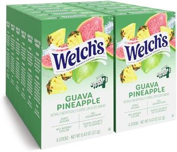 Welch’s Singles To Go! Sugar Free Drink Mix, Guava Pineapple Water Flavor Packets, No Aspartame, No Artificial Dyes, Low Calorie, 72 Sticks (12 Boxes, 6 Each)