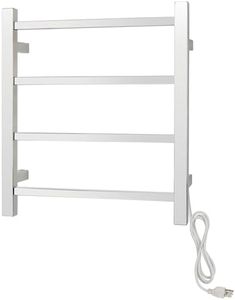 Towel Warmer Rack, 4 Bars, Polished 304-Stainless Steel, Electric Heated Towel Rack for Luxury Bathrooms, Plug-in or Hardwired, Palma by WarmlyYours