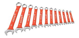 X RON Combination Spanner Wrench Set, Combination Spanner Set 6mm To 22 mm,12-Piece,Chrome Vanadium Steel, with Rolling Pouch,Red Color (Without Bag)