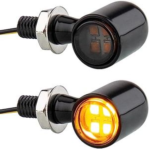 HAZAWA Motorcycle LED Mini Blinkers Small Turn Signals Light Micro Front Rear Indicator Compatible with Harley Davidson Honda Triumph Cruiser Choppers Street Bike (Smoke-Amber)