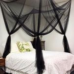 MAGILONA Home 4 Corner Post Bed Canopy Mosquito Net Bedding or Outdoors Netting Fit Twin, Full, Queen, King Bed One Open Door (Black)