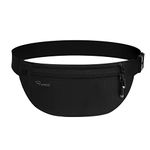 RYACO Money Belt for Men & Women Travel Hidden Wallet Secure RFID Blocking Waterproof Pouch for Passport, Cards, Cash& Phone Adjustable& Wearable Slim Waist Bag Under Clothes (Black)