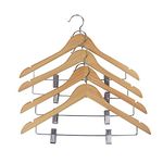 Proman Products Kascade Wooden Hanger with Notches and Chrome Clips in Natural, 50 pcs/Box