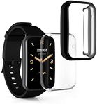 kwmobile Case Compatible with Xiaomi Mi Band 7 Pro Case - 2X TPU Silicone Fitness Tracker Cover - Black/Transparent