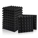 Acoustic Panels, 2" X 12" X 12" Acoustic Foam Panels, Studio Wedge Tiles, Sound Panels wedges Soundproof Sound Insulation Absorbing (12 Pack, Black (36 Block Pyramid))