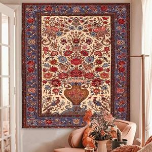 Atrippy Bohemian Floral Art Tapestry Wall Hanging, Boho Flower Mandala Indian Tapestry Aesthetic, Fantasy Print Decor for Bedroom Living Room Dorm 51×60 Inches