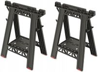 Folding Saw Horse Trestle Twin Pack Heavy Duty PRO Stand, 350kg Capacity, Portable Workbench for Woodworking, Garage, and Construction