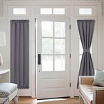 NICETOWN French Door Curtain Blackout Panels for Door Window, Functional Light Blocking Privacy for Patio Door Blinds, Room Darkening Window Covering Rod Pocket (25W by 72L, Grey, 2 Pieces)