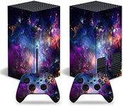 DOMILINA Full Body Vinyl Skin Stickers Decal Cover for Series X Console & Controllers(Purple Universe)