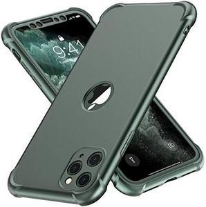 ORETECH Designed for iPhone 11 Pro Max Case with [2 x Tempered Glass Screen Protector] 360 Full Body Shockproof Protection Cover Hard PC Soft Rubber Silicone Case for iPhone 11 Pro Max 6.5" DarkGreen