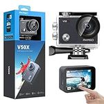 AKASO V50 X Action Camera, Native 4K Wifi Underwater 40M EIS Anti-Shake Cam with Touch Screen, Remote Control, Waterproof Case and Mounting Accessories Kit